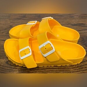 Birkenstock EVA Arizona Orange Slip-on Slide Sandals Size 38 EUC